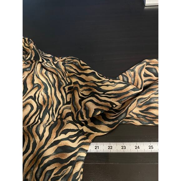 Vintage Womens Top Size Large Animal Print Ruffle Tie Neck Babydoll Mob Wife Y2K - Picture 5 of 7